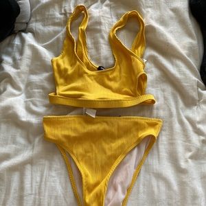 Nasty Gal Yellow Matching Bathing Suit set